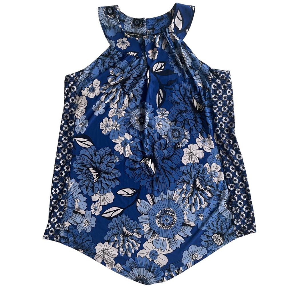 Blue Floral Keyhole Tank SZ Med NWT